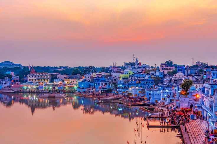 Pushkar, a spiritual gem among places to visit in Rajasthan, is famous for its sacred lake, vibrant markets, and the Brahma Temple.