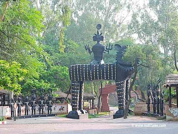 Surajkund, a scenic reservoir in Haryana, famous for its annual Surajkund International Crafts Mela, showcasing vibrant handicrafts and cultural performances.